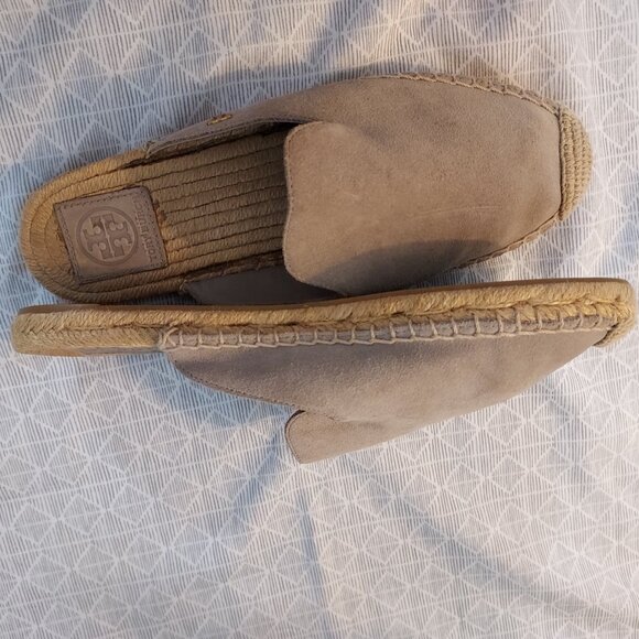 Tory Burch Espadrilles Mules Size 8 Slides Sandals Flats Slip On Beige Leather - Picture 3 of 16